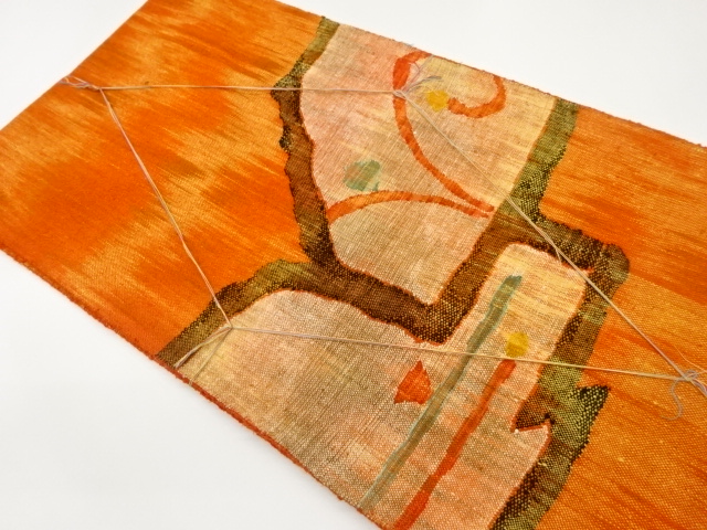 JAPANESE NAGOYA OBI / UNUSED / TSUMUGI / WOVEN ABSTRACT